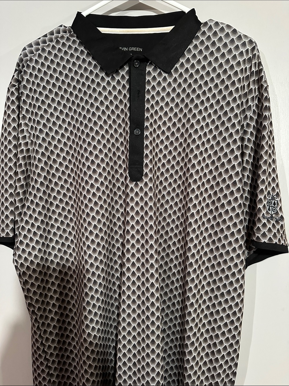 Galvin Green Men's Black Patterned Polo Shirt